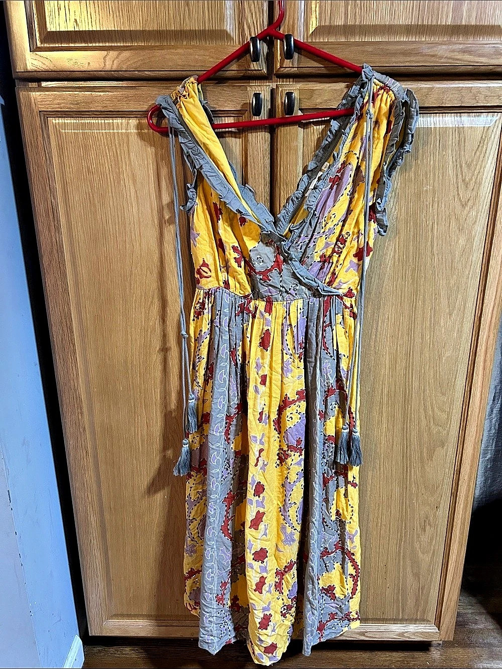 Letunbe Floral Mini Dress in Yellow & Gray Like New